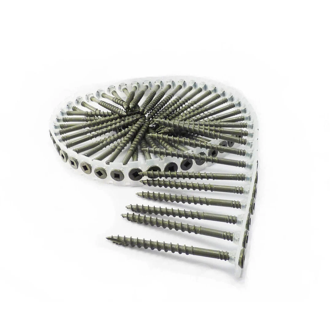 B&C Eagle CS8X3EXT #8 x 3" Grey Collated Exterior Wood Screws, #2 Square Drive (1,000 per box)