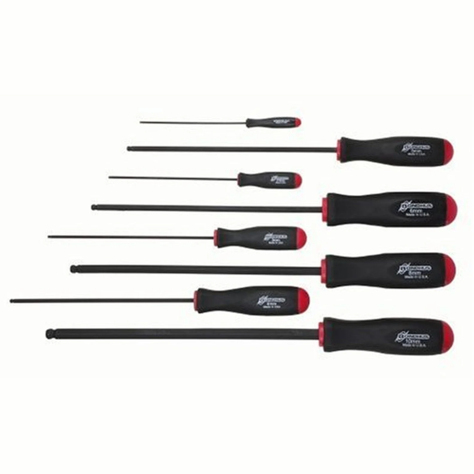 Bondhus 10733 Set of 8 Balldriver Screwdrivers,Long Length,sizes 2-10mm