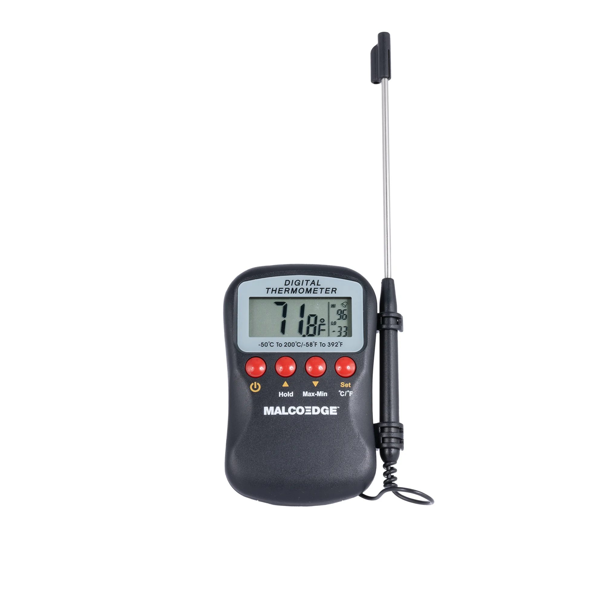 MalcoEdge DAT392 Digital Alarm Thermometer – Dual-Display Temperature Monitor with High/Low Alarms and Min/Max Memory – AC and Refrigeration Systems