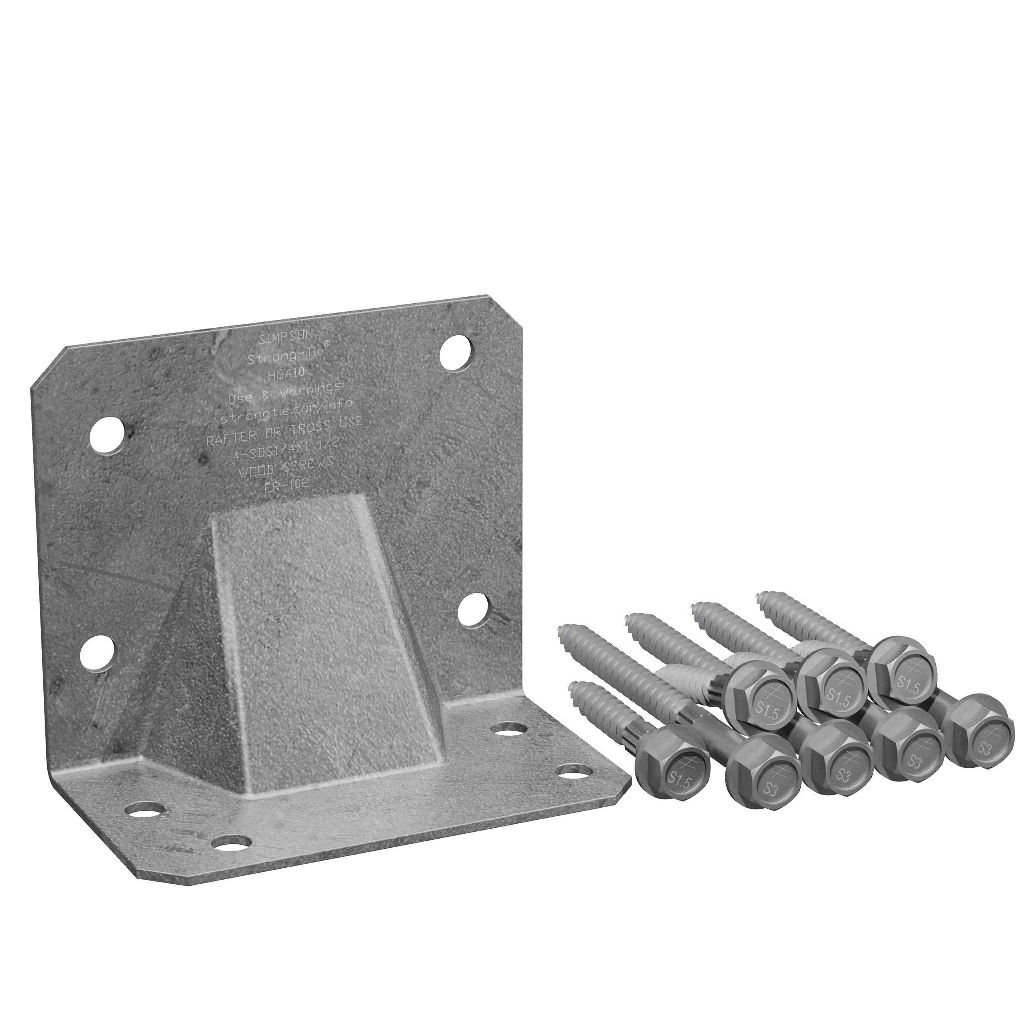 Simpson HGA10KTHDG HGA Hot-Dip Galvanized Hurricane Gusset Angle with SDS Screws (10-Qty)