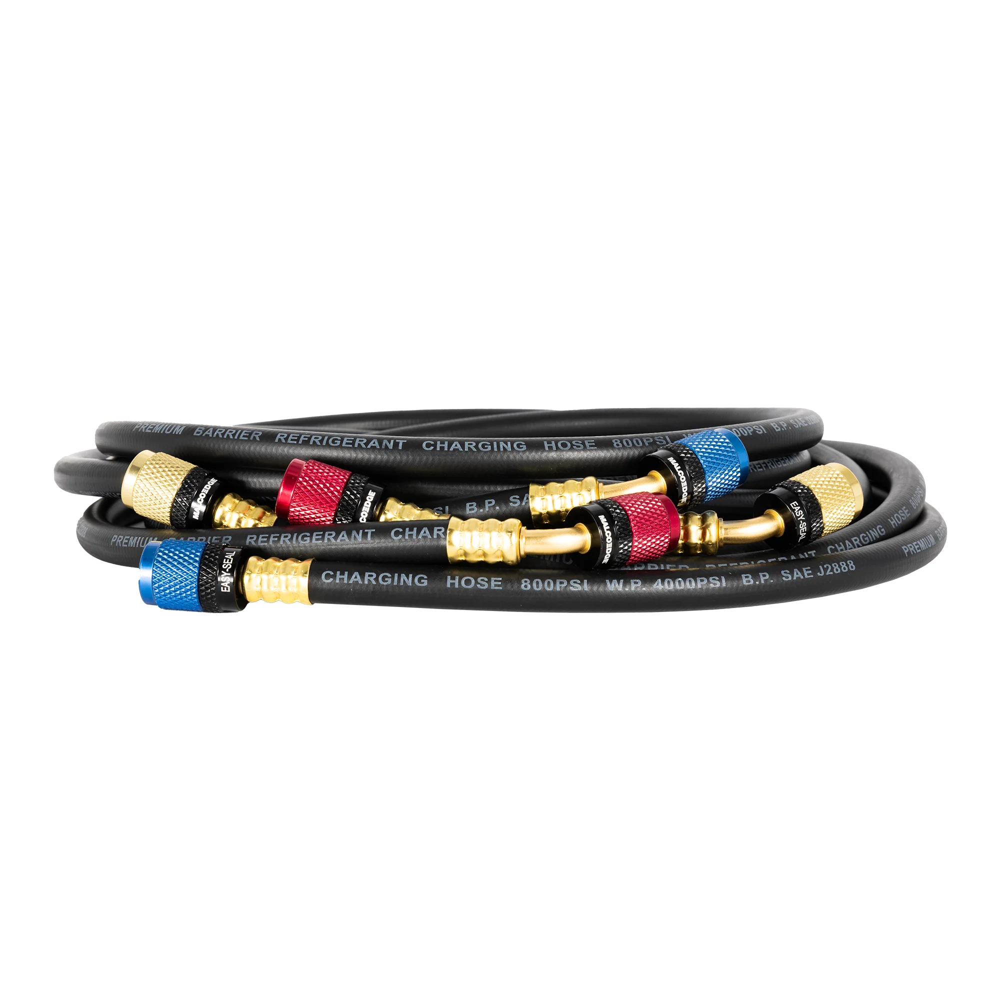 MalcoEdge ES6014 Easy Seal HVAC Hose Set | 60-Inch Refrigerant Charging Hose with 1/4 SAE Fittings, Heavy-Duty Flexible for AC & Refrigeration Systems