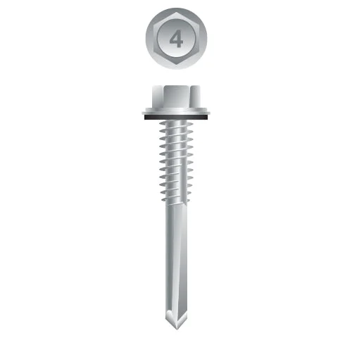 Strong-Point 4HA5 410 Stainless Steel Unslotted Indented Hex Washer Head, Passivated & Waxed with 9/16 O.D. Bonded Washer, 12-24 x 1-1/4, #5 Point, Box of 3,000 Stainless Steel Screws