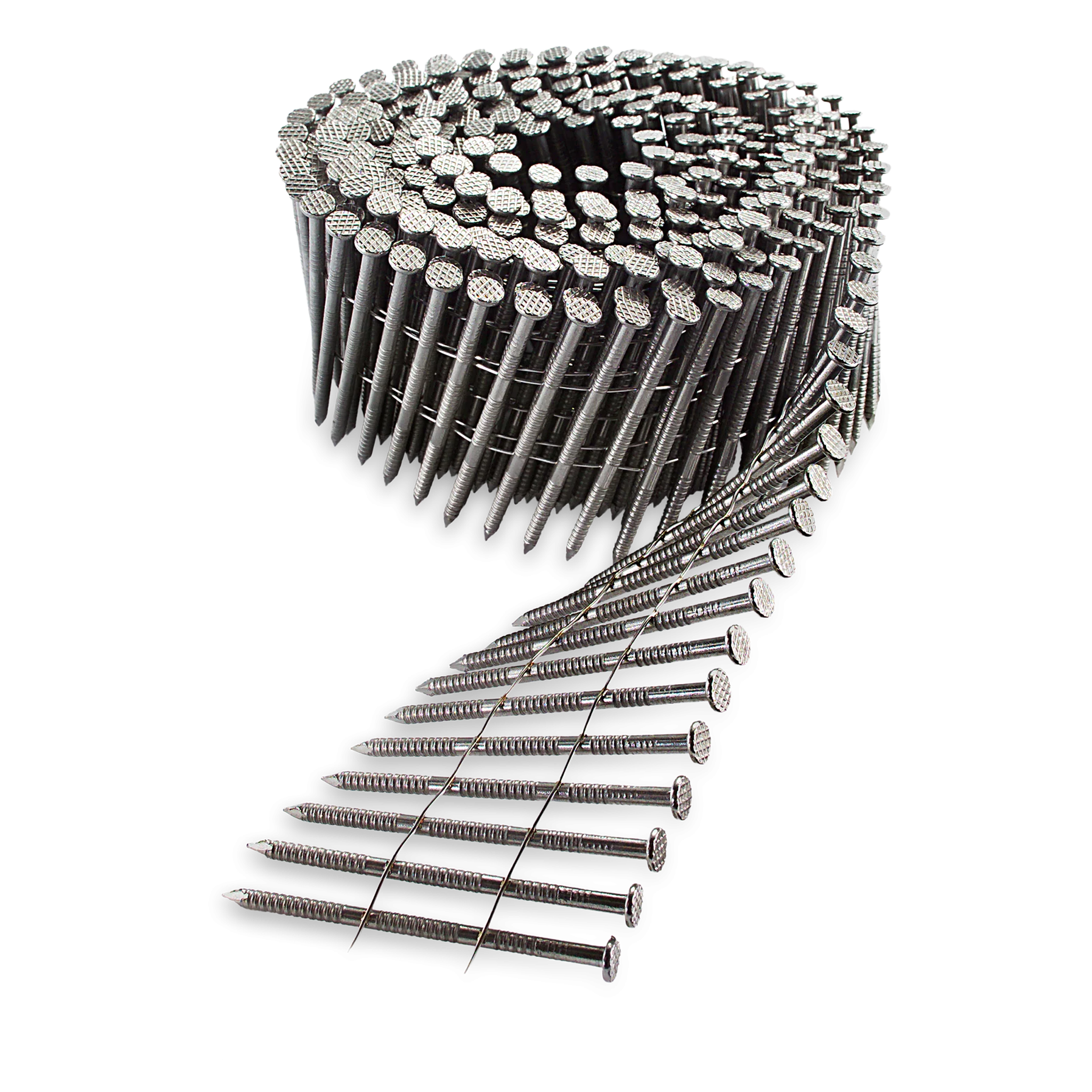 Simpson S12A150PNB 15° Wire Coil, Full Round Head, Ring-Shank Decking/Framing Nail — 1-1/2 in. x .099 in. Type 304 (3600-Qty)