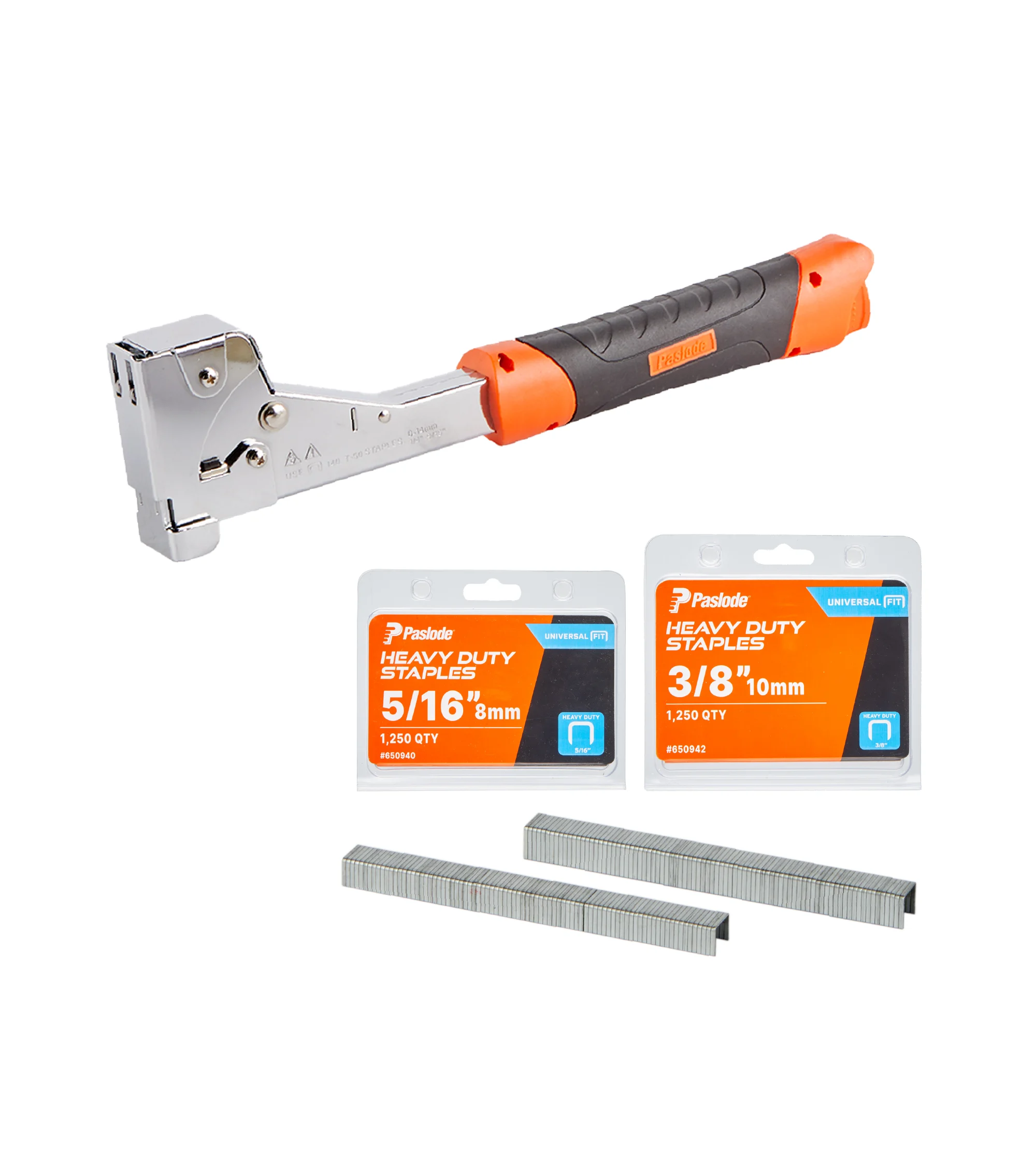 Paslode Pro Heavy-Duty Hammer Tacker Manual Stapler Kit, with 5/16" & 3/8" 20-Gauge Galvanized Staples (2500 PCS), for Construction, Roofing, House Wrap, Carpet, Insulation, & Upholstery