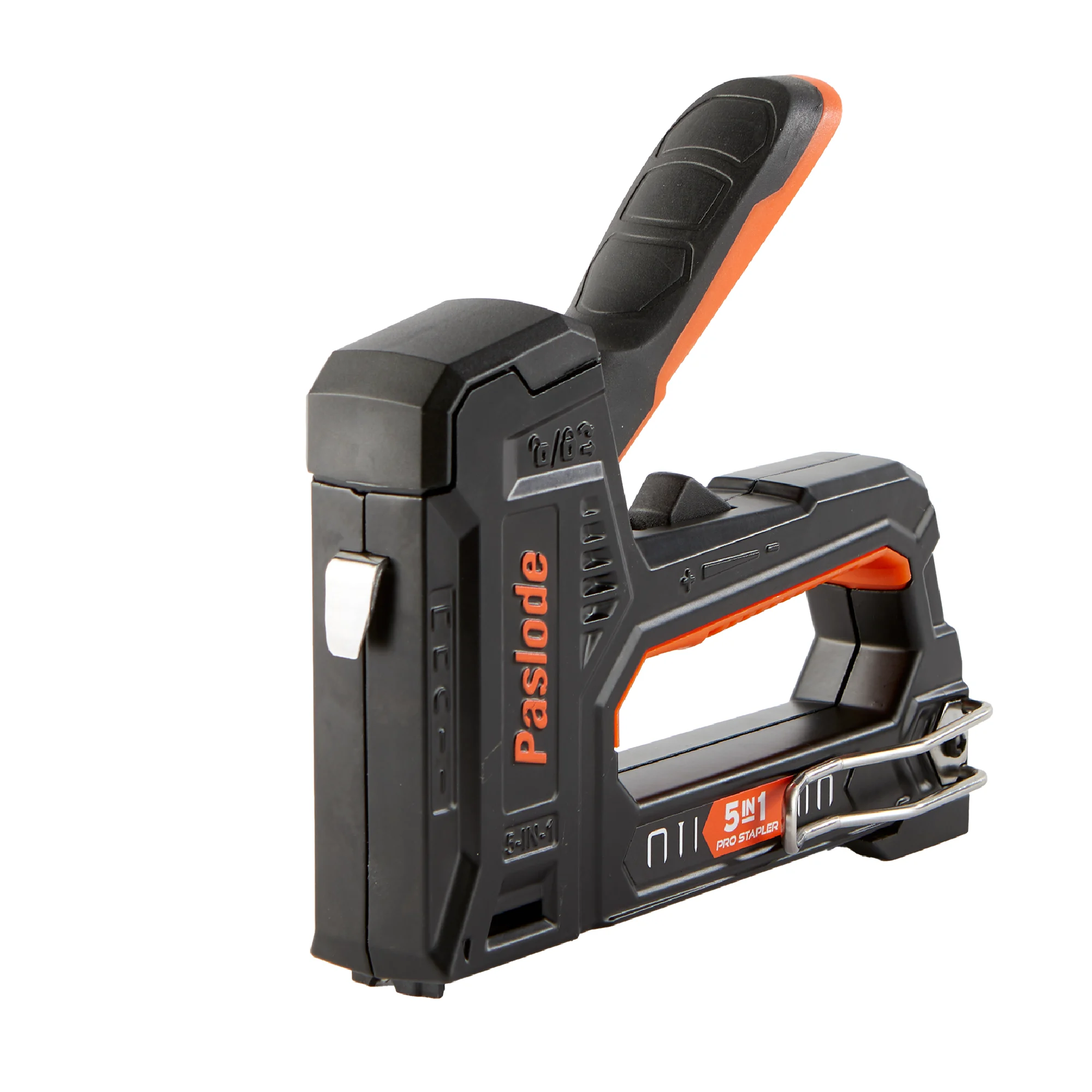 Paslode 5-in-1 Pro Manual Stapler, Drives Five Fastener Types, Integrated Staple Puller & Hi-Low Power Adjustment, for Construction, Carpet, & Upholstery Projects, Fits Universal 1/4" to 9/16" Staples