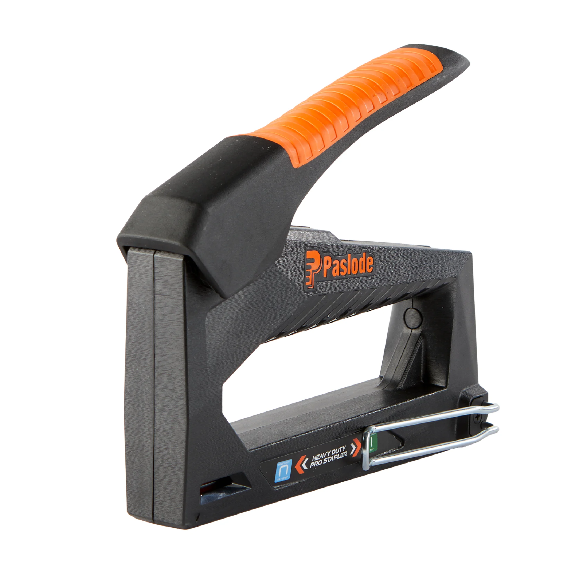 Paslode Heavy-Duty Pro Manual Stapler, with Easy-Squeeze Handle, Rear-Load Design, for Construction, Carpet, & Upholstery Projects, Fits Universal 1/4" to 9/16" Staples & 5/8" 18-gauge brad nails