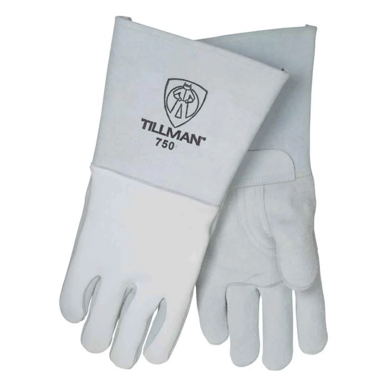 Tillman Medium 14" Pearl Gray Premium Elkskin CottonFoam Lined Stick Welders Gloves with Welted Fingers and Kevlar Thread Locking Stitch (750M)