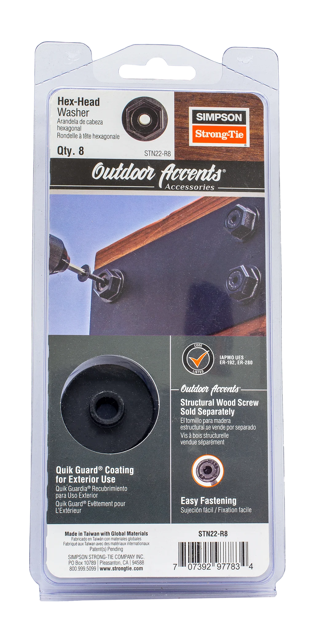 Simpson STN22-R8 Outdoor Accents Black Hex-Head Washer (8-Qty)
