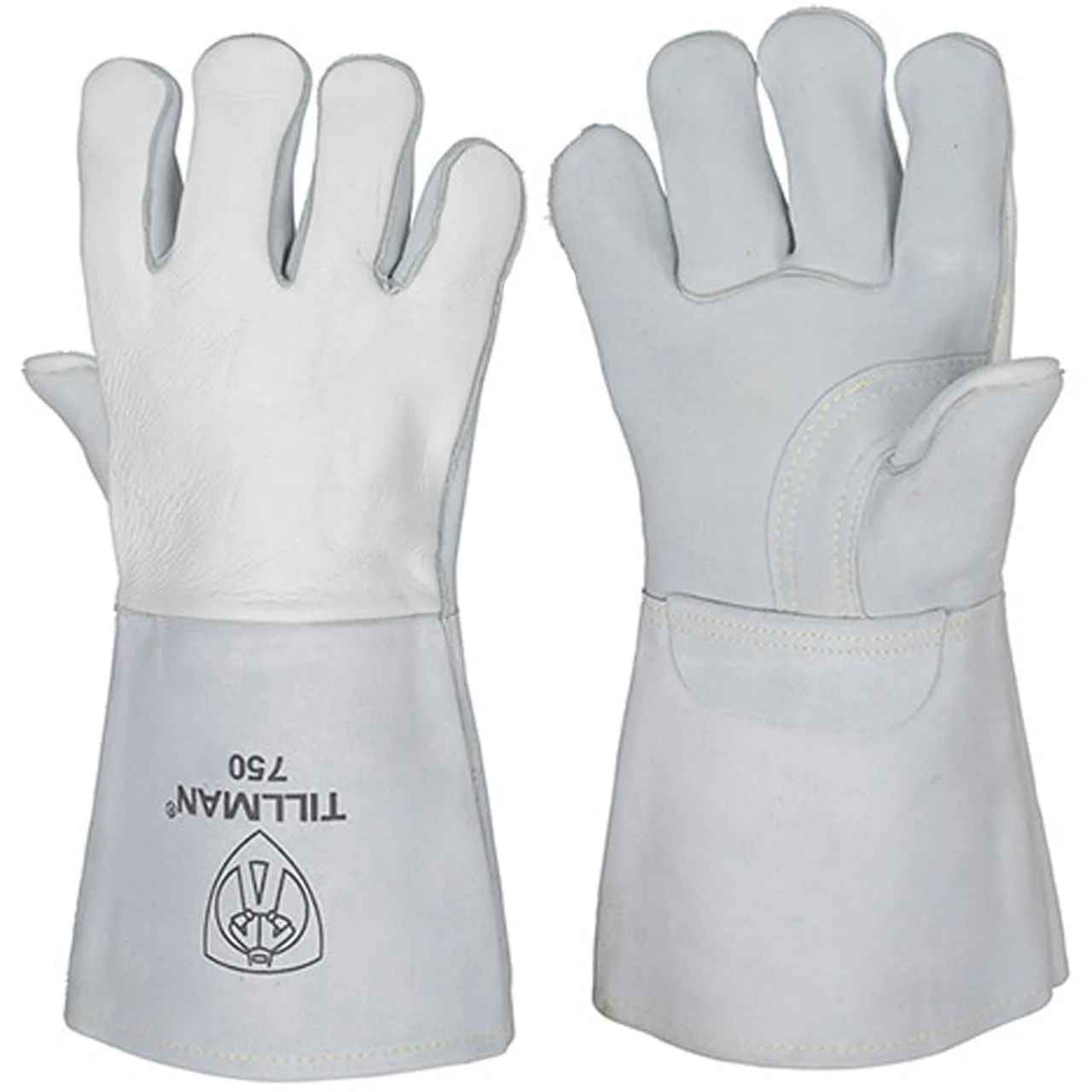 Tillman X-Large 14" Pearl Gray Premium Elkskin CottonFoam Lined Stick Welders Gloves with Welted Fingers and Kevlar Thread Locking Stitch (750XL)