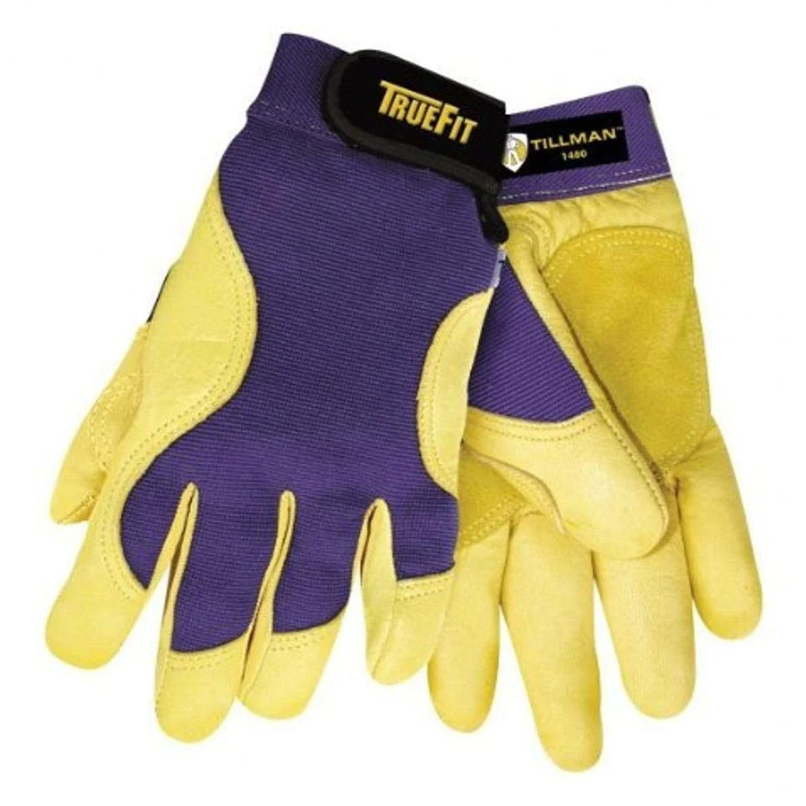 Tillman 1480XL X-Large Blue/Gold True Fit Full Finger Top Grain Spandex/Deerskin Premium Mechanics Gloves