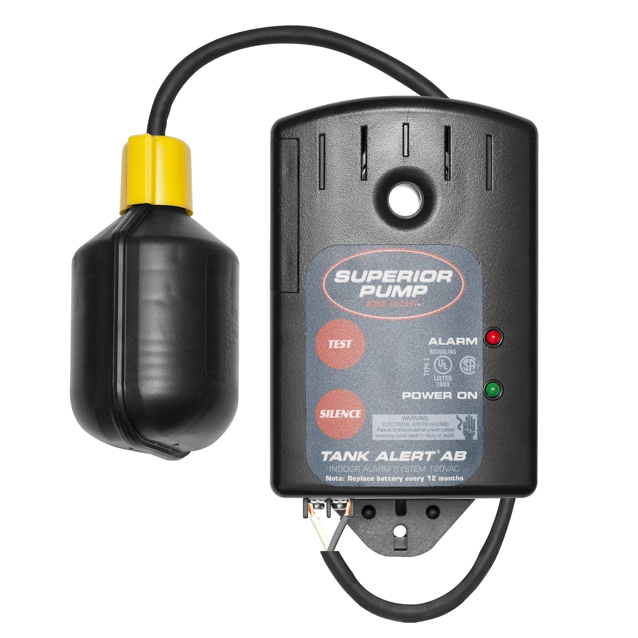 Superior Pump 92060 Sump Alarm System with 15-Foot Tethered Float Switch , Black