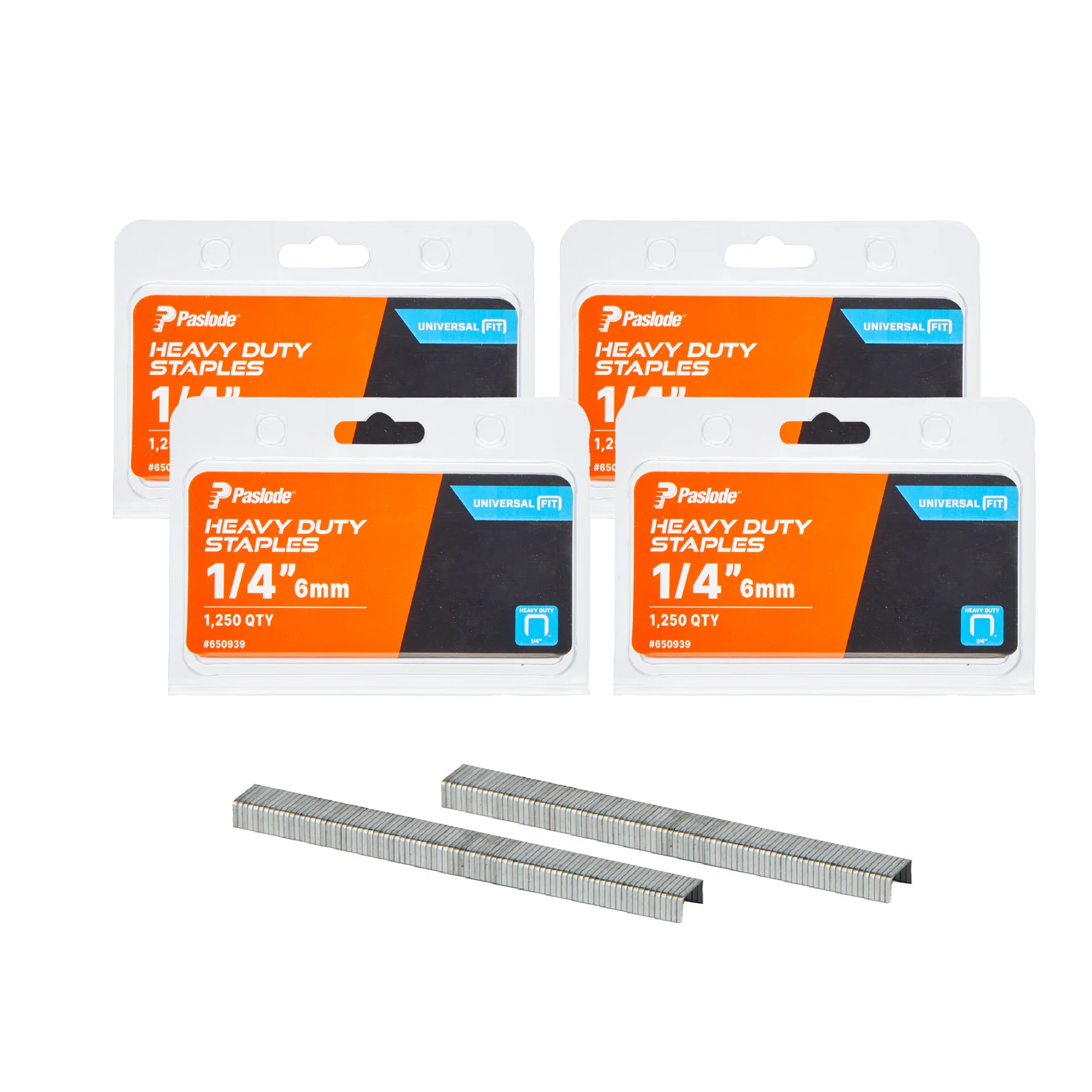 Paslode Heavy-Duty 1/4 Inch (6mm) 20-Gauge Galvanized Staples, 1250 PCS, Universal Fit with Standard Heavy-Duty Tackers & Compression Staplers, for Construction Applications (4-Pack; 5,000ct)