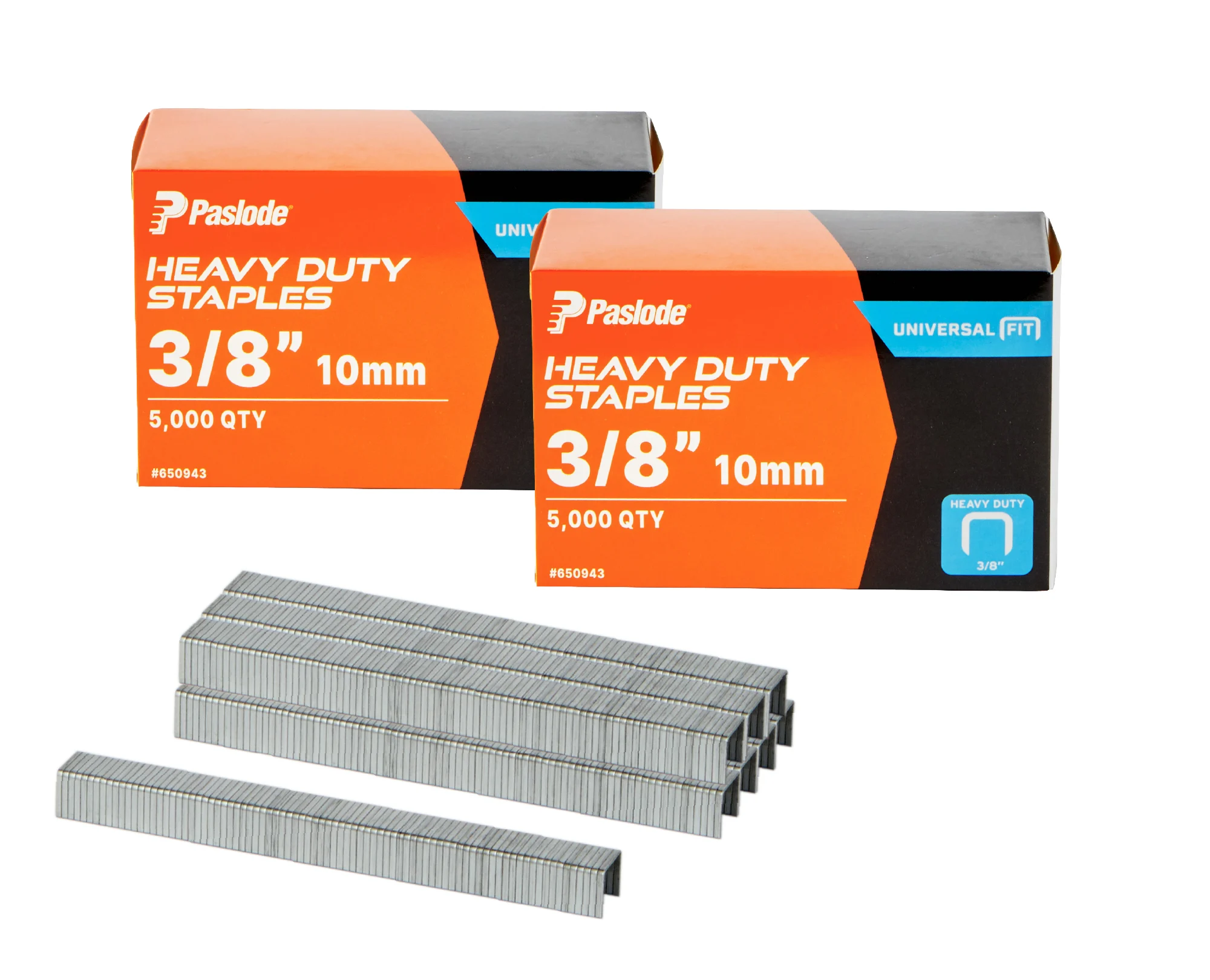 Paslode Heavy-Duty 3/8 Inch (10mm) 20-Gauge Galvanized Staples, 5000 PCS, Universal Fit with Standard Heavy-Duty Tackers & Compression Staplers, for Construction Applications (1-Case; 50,000ct)