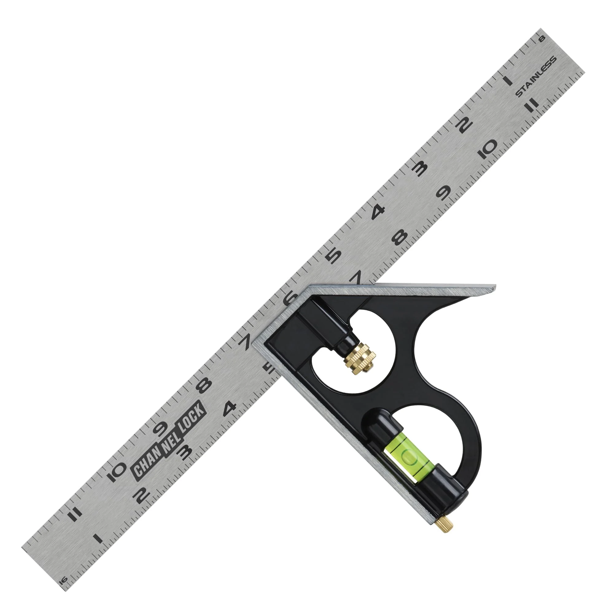 CHANNELLOCK High-Visibility Stainless Steel 12-Inch Combination Square, 8100-012CS