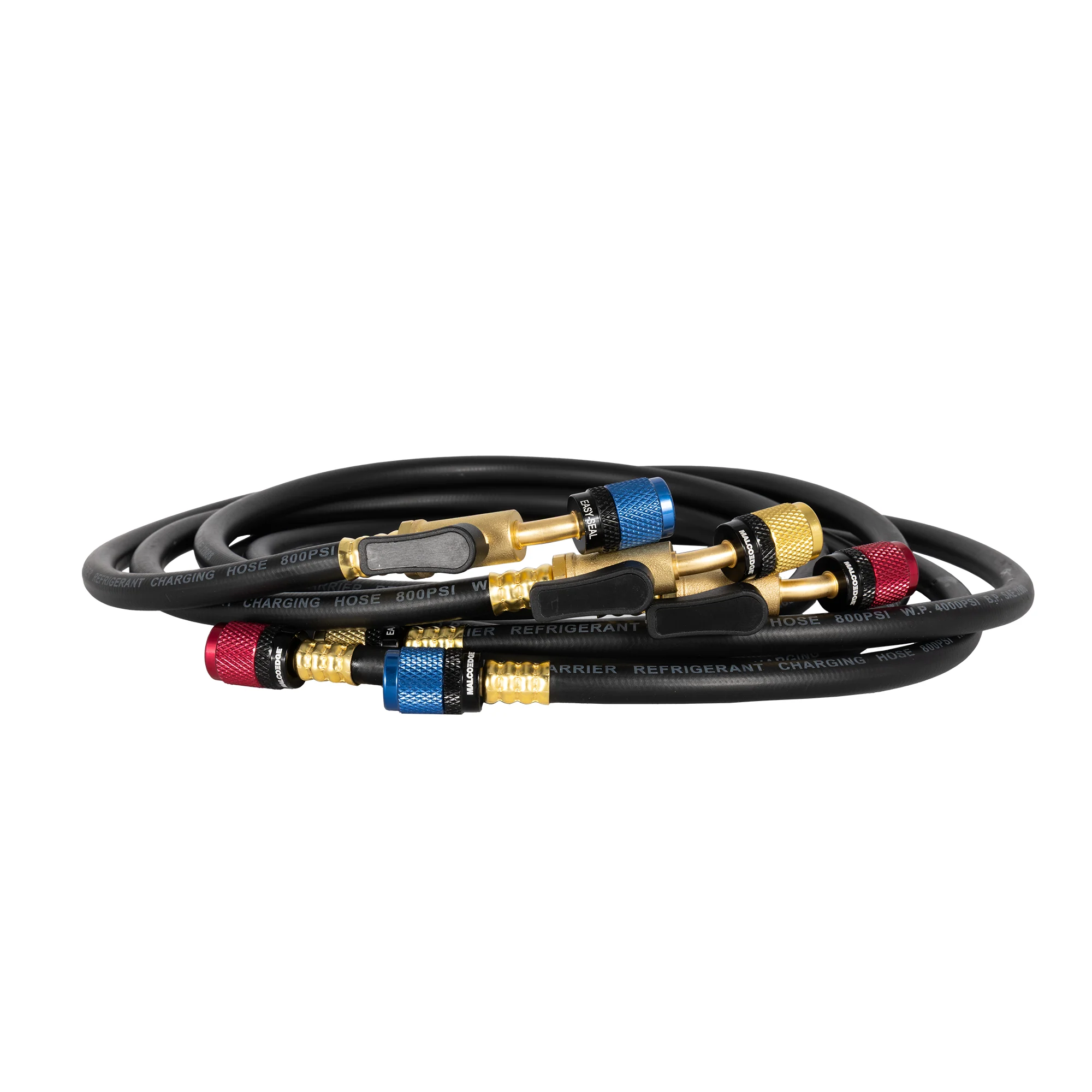 MalcoEdge ESBV6014 Easy Seal HVAC Hose Set | 60-Inch Refrigerant Charging Hose with 1/4 SAE Fittings & Integrated Ball Valve | HVACR Servicing Tools