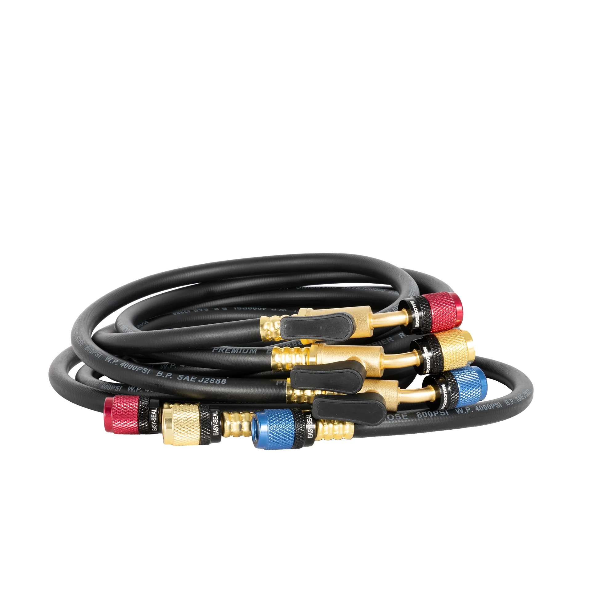 MalcoEdge ESBV7214 Easy Seal HVAC Hose Set | 72-Inch Refrigerant Charging Hose with 1/4 SAE Fittings & Integrated Ball Valve | HVACR Servicing Tools