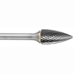 ATA SGSPRO 24253 Tool # SG-51M, 6.3 mm Cutter DIA x 12.7 mm Length of Cut x 3.0 mm Shank DIA x 45.0 mm Overall Length, Solid Carbide Double Cut Pointed Tree Shaped Double Cut Bur