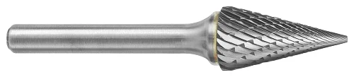 ATA SGSPRO 25578 Tool # SM-4M, 9.6 mm Cutter DIA x 16.0 mm Length of Cut x 6.0 mm Shank DIA x 64.0 mm Overall Length, Brazed Carbide Double Cut Cone Shaped Double Cut Bur