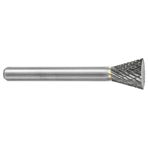ATA SGSPRO 26028 Tool # SN-41M, 2.5 mm Cutter DIA x 3.0 mm Length of Cut x 3.0 mm Shank DIA x 38.0 mm Overall Length, Solid Carbide Double Cut Inverted Cone Shaped Double Cut Bur