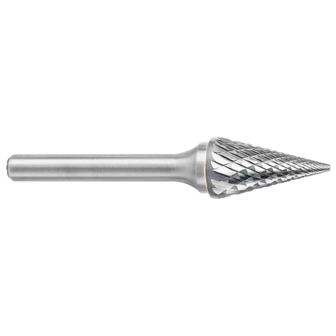 ATA SGSPRO 10299 Tool # SM-5, 1/2" Cutter DIA x 7/8" Length of Cut x 3/8" Shank DIA x 3" Overall Length, Brazed Carbide Heavy Duty Cut Heavy Duty Cone Shaped Bur