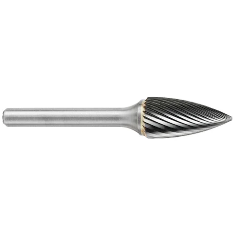 ATA SGSPRO 24250 Tool # SG-51M, 6.3 mm Cutter DIA x 12.7 mm Length of Cut x 3.0 mm Shank DIA x 50.0 mm Overall Length, Brazed Carbide Single Cut Pointed Tree Shaped Bur