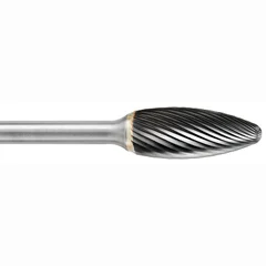 ATA SGSPRO 24500 Tool # SH-7M, 19.0 mm Cutter DIA x 41.0 mm Length of Cut x 6.0 mm Shank DIA x 85.0 mm Overall Length, Brazed Carbide Single Cut Flame Shaped Bur