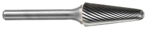 ATA SGSPRO 25250 Tool # SL-4M, 12.7 mm Cutter DIA x 28.0 mm Length of Cut x 6.0 mm Shank DIA x 76.0 mm Overall Length, Brazed Carbide Single Cut Ball Nosed Cone Shaped Bur
