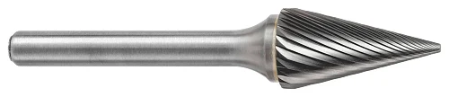 ATA SGSPRO 25750 Tool # SM-51M, 6.3 mm Cutter DIA x 12.7 mm Length of Cut x 3.0 mm Shank DIA x 49.0 mm Overall Length, Brazed Carbide Single Cut Cone Shaped Bur