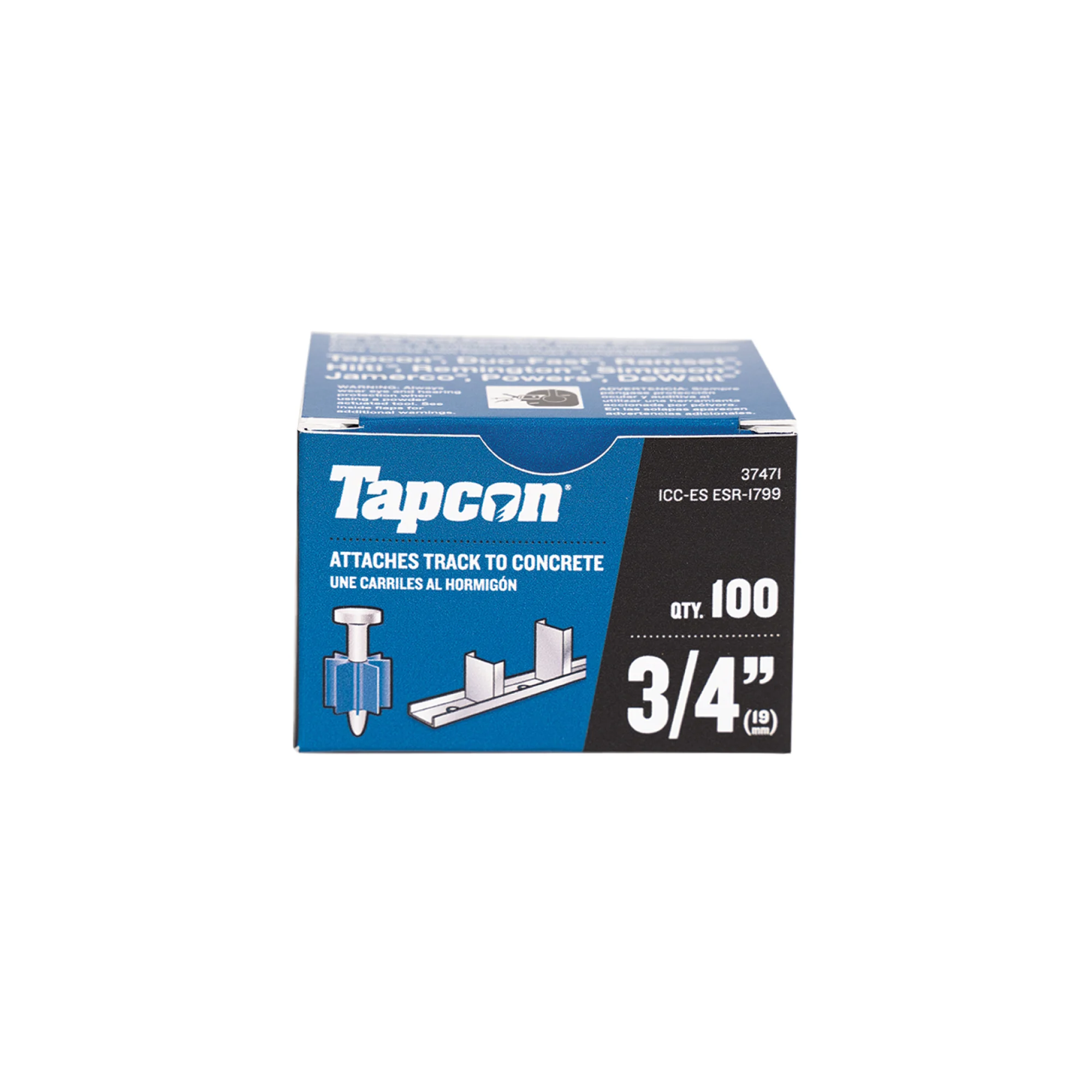 Tapcon 3/4 Inch Powder Actuated Drive Pin, 100 PCS, Non-Washered, for Concrete, Wood, & Steel Fastening, Made in the USA, Compatible with Tapcon T22, TP22, HS22, & SA27 Powder Actuated Tools