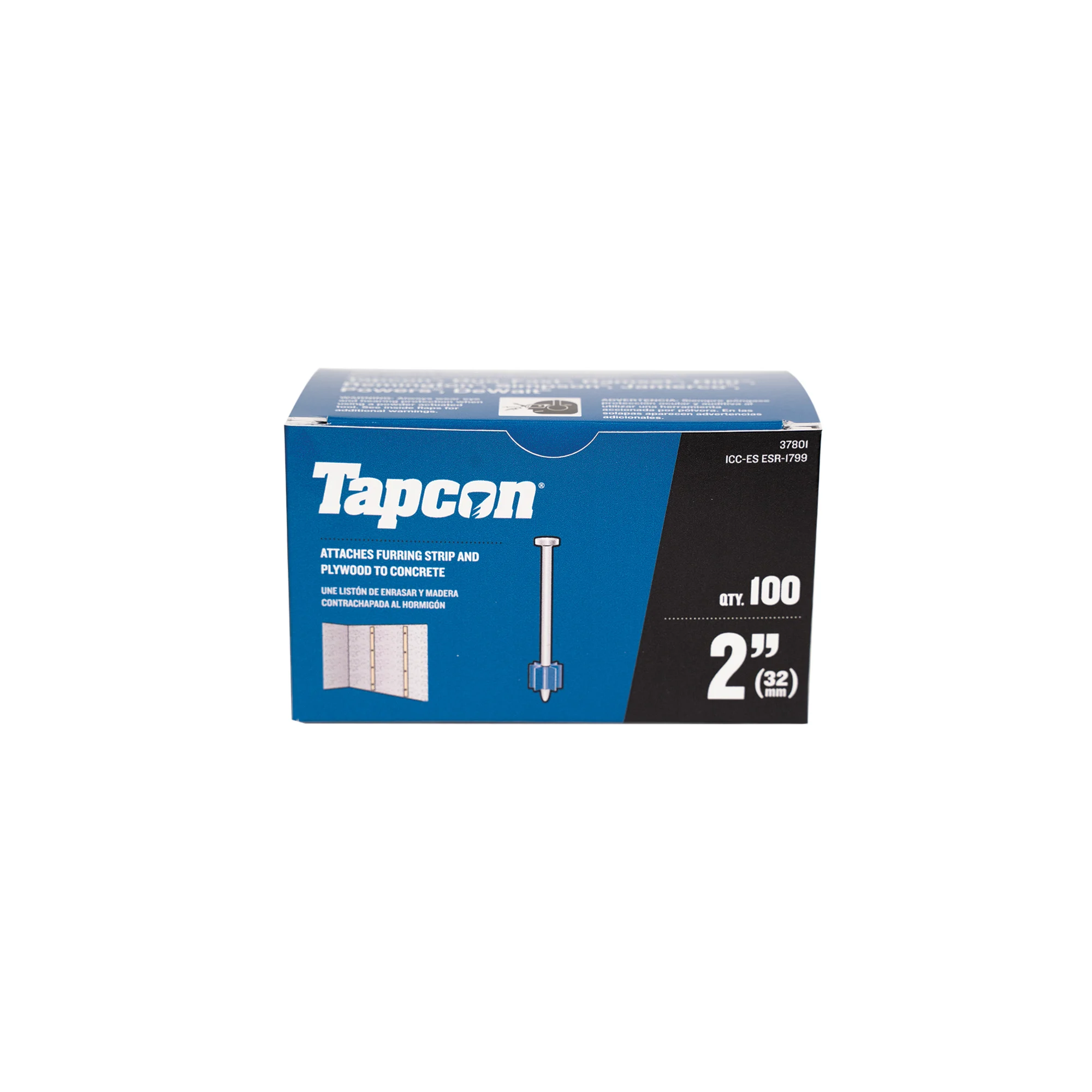 Tapcon 2 Inch Powder Actuated Drive Pin, 100 PCS, Non-Washered, for Concrete, Wood, & Steel Fastening, Made in the USA, Compatible with Tapcon T22, TP22, HS22, & SA27 Powder Actuated Tools