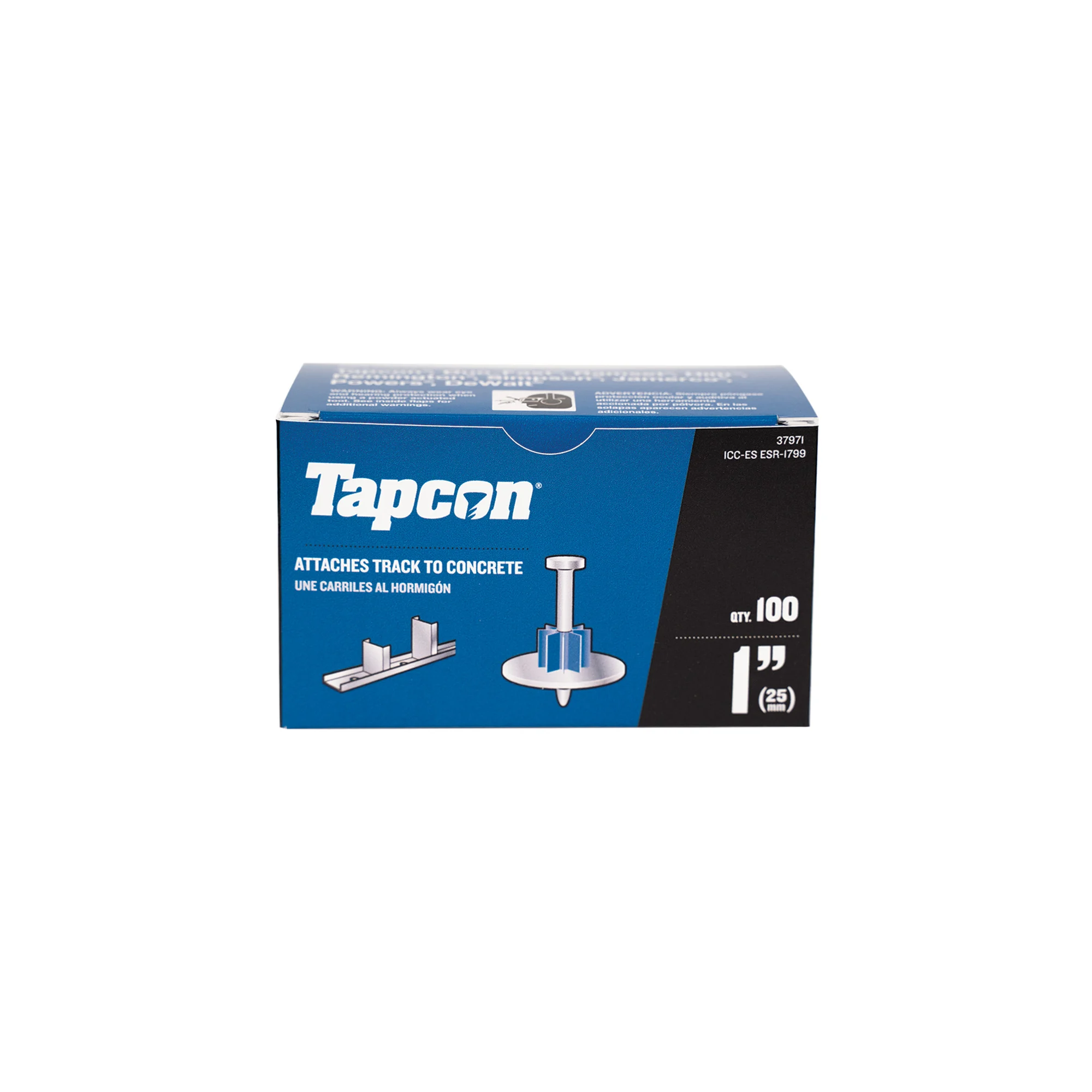 Tapcon 1 Inch Powder Actuated Drive Pin, 100 PCS, with Washer, for Concrete, Wood, & Steel Fastening, Made in the USA, Compatible with Tapcon T22, TP22, HS22, & SA27 Powder Actuated Tools