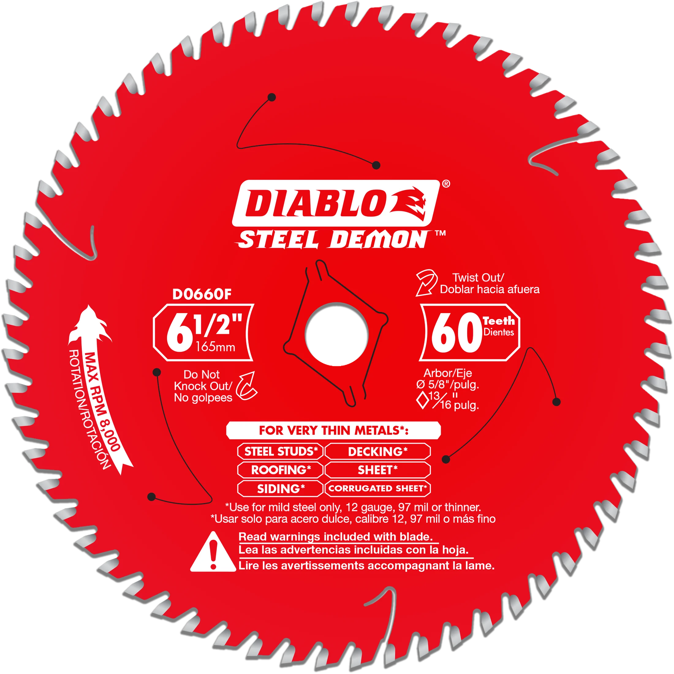 Diablo D0660F 6-1/2" x 60-Teeth Steel Demon™ Saw Blade for Thin Metal