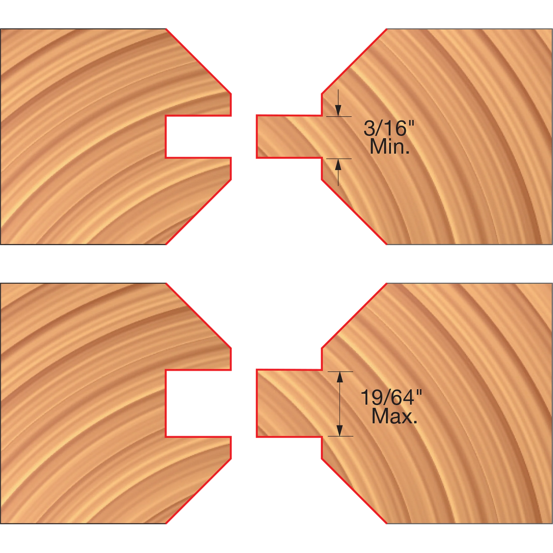 Freud UP190-IC 4-1/8" x 31/32"-1-5/64" x 1-1/4" V-Paneling Cutter Sets