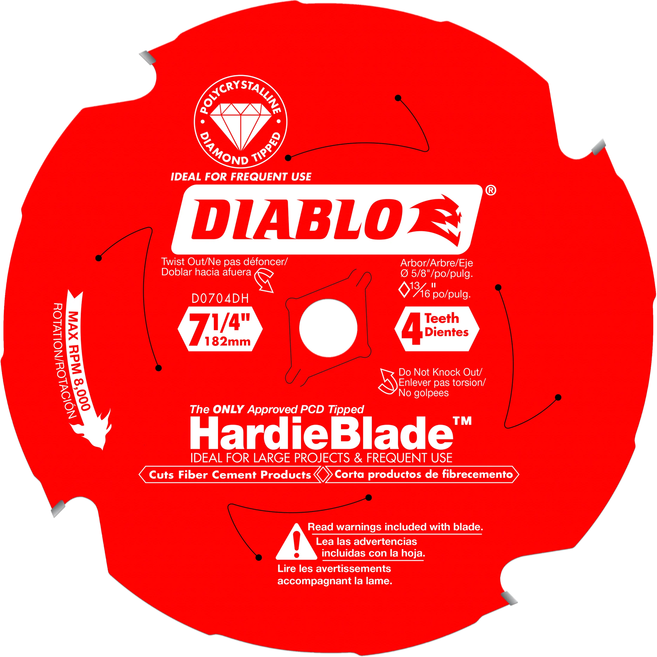 Diablo D0704DHA 7-1/4" x 4 Tooth (PCD) Fiber Cement HardieBlade