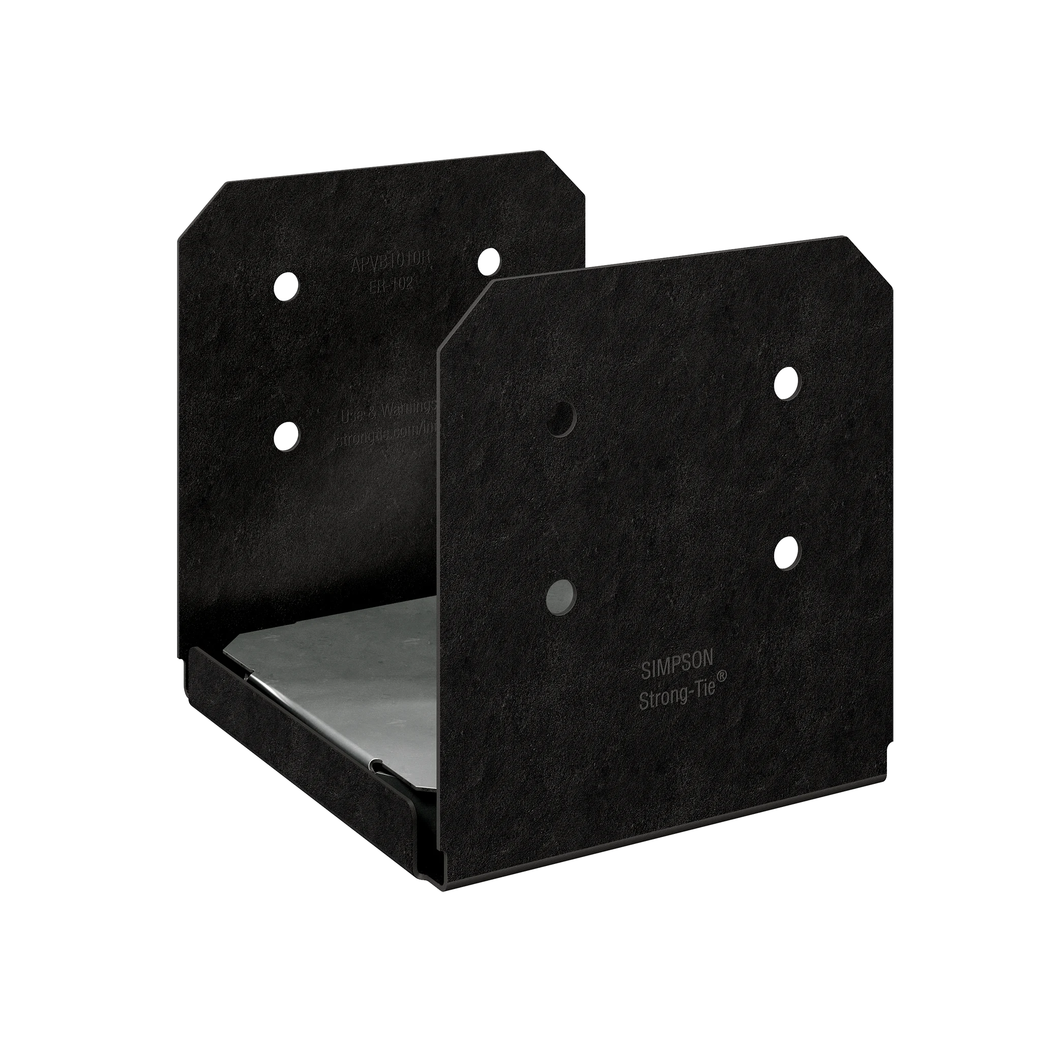 Simpson APVB1010R Outdoor Accents Avant Collection ZMAX, Black Powder-Coated Post Base for 10x10 Rough