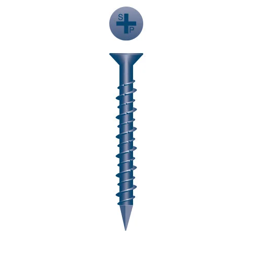 Strong-Point CF452Strongcon Phillips Flat Head, Hi-Low, Notched Threads, Diamond Point, Blue Ceramic Coating, 1/4 x 3-1/4, Box of 1,000 Concrete Screws