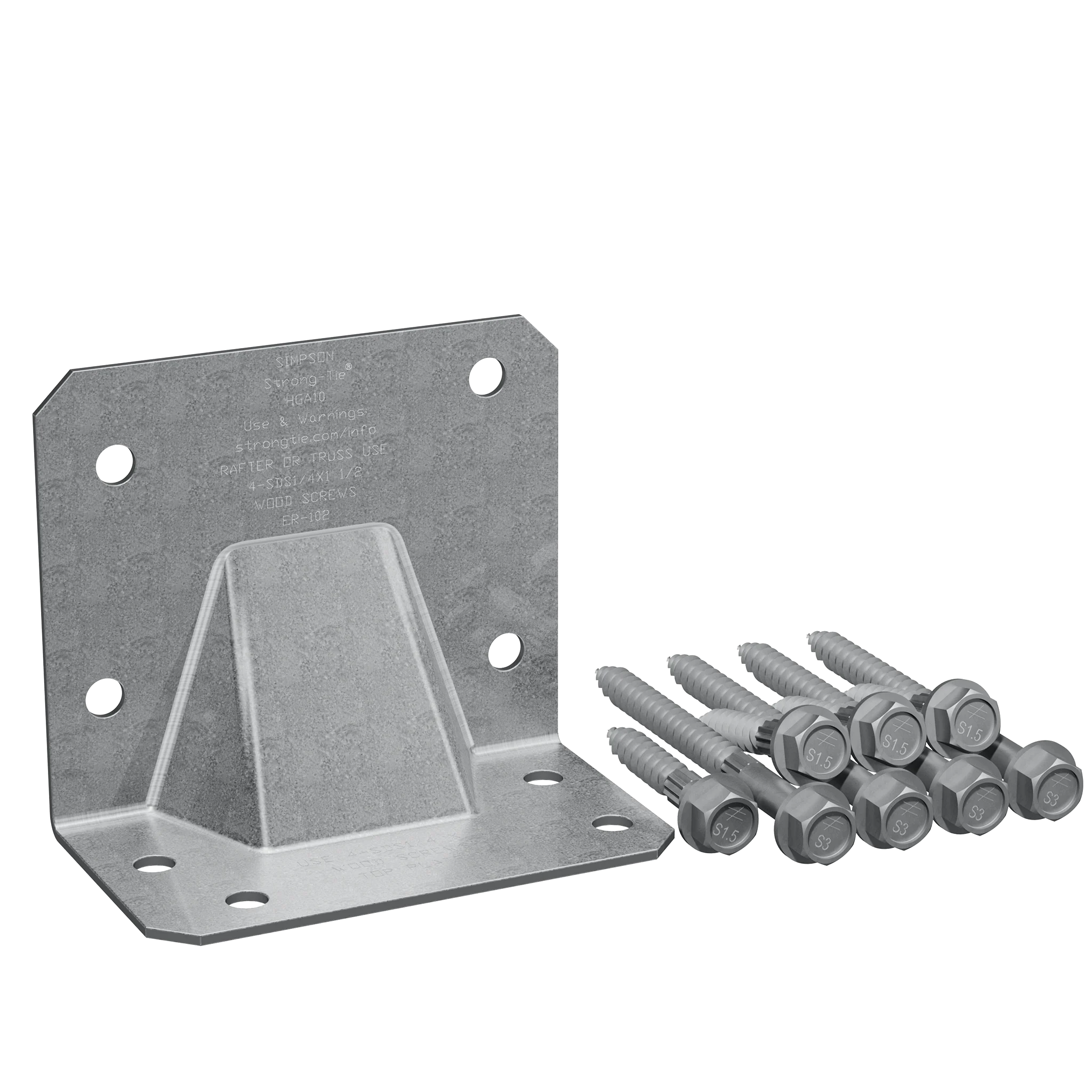 Simpson HGA10KT HGA Galvanized Hurricane Gusset Angle with SDS Screws (10-Qty)