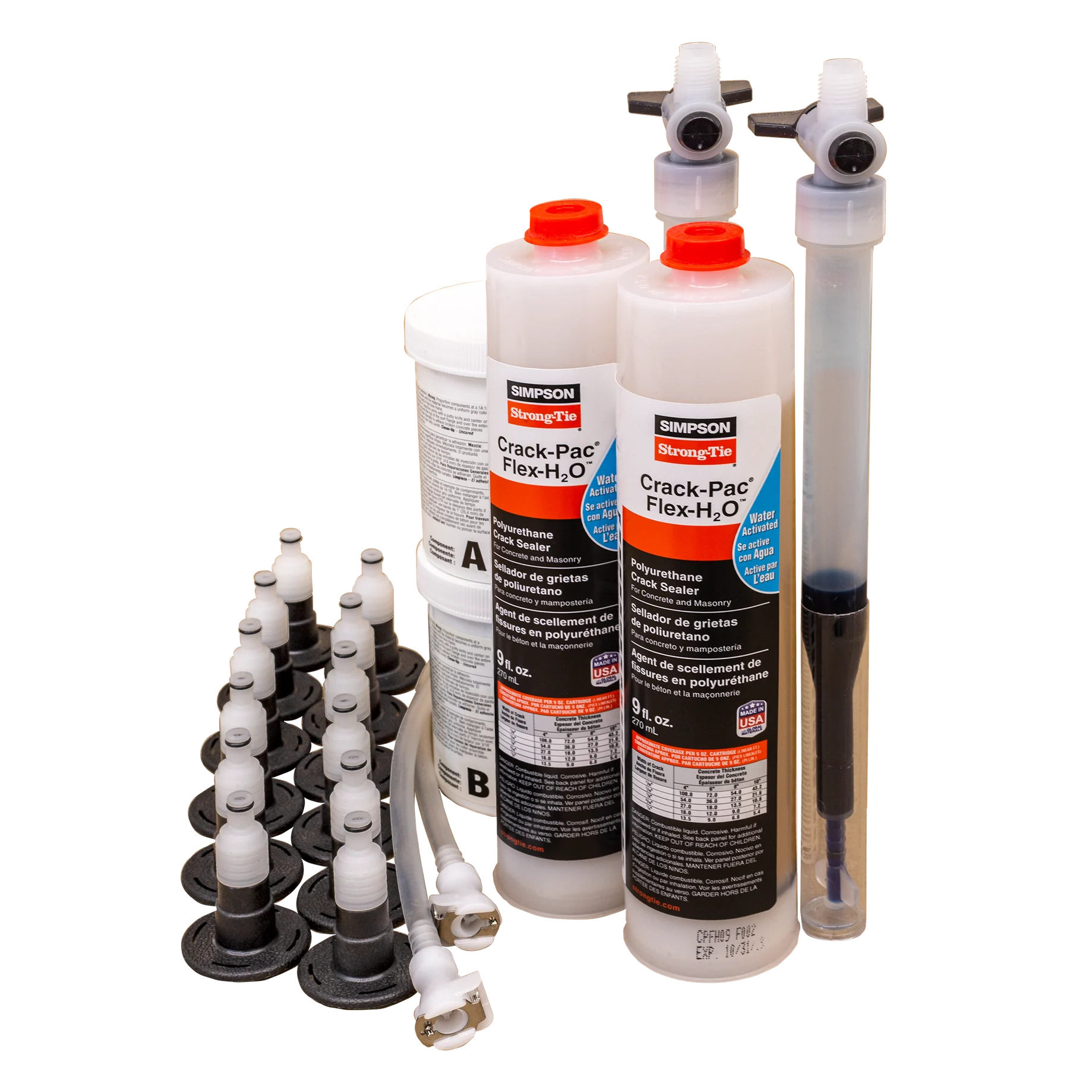 Simpson Strong-Tie CPFH09KT 9oz CRACK-PAC FLEX H2O KIT W/ACCESORIES
