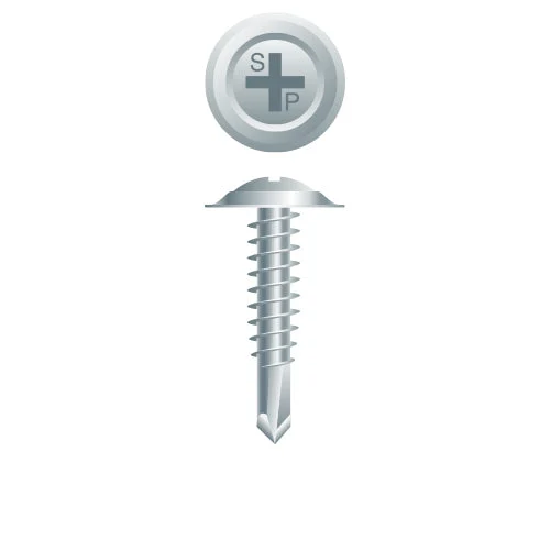 Strong-Point E83 Phillips #6 Oval Head Sems, Zinc Plated w/Finishing Washer, 8-18 x 3/4, #2 Point, Box of 8,000 Self-Drilling Screws