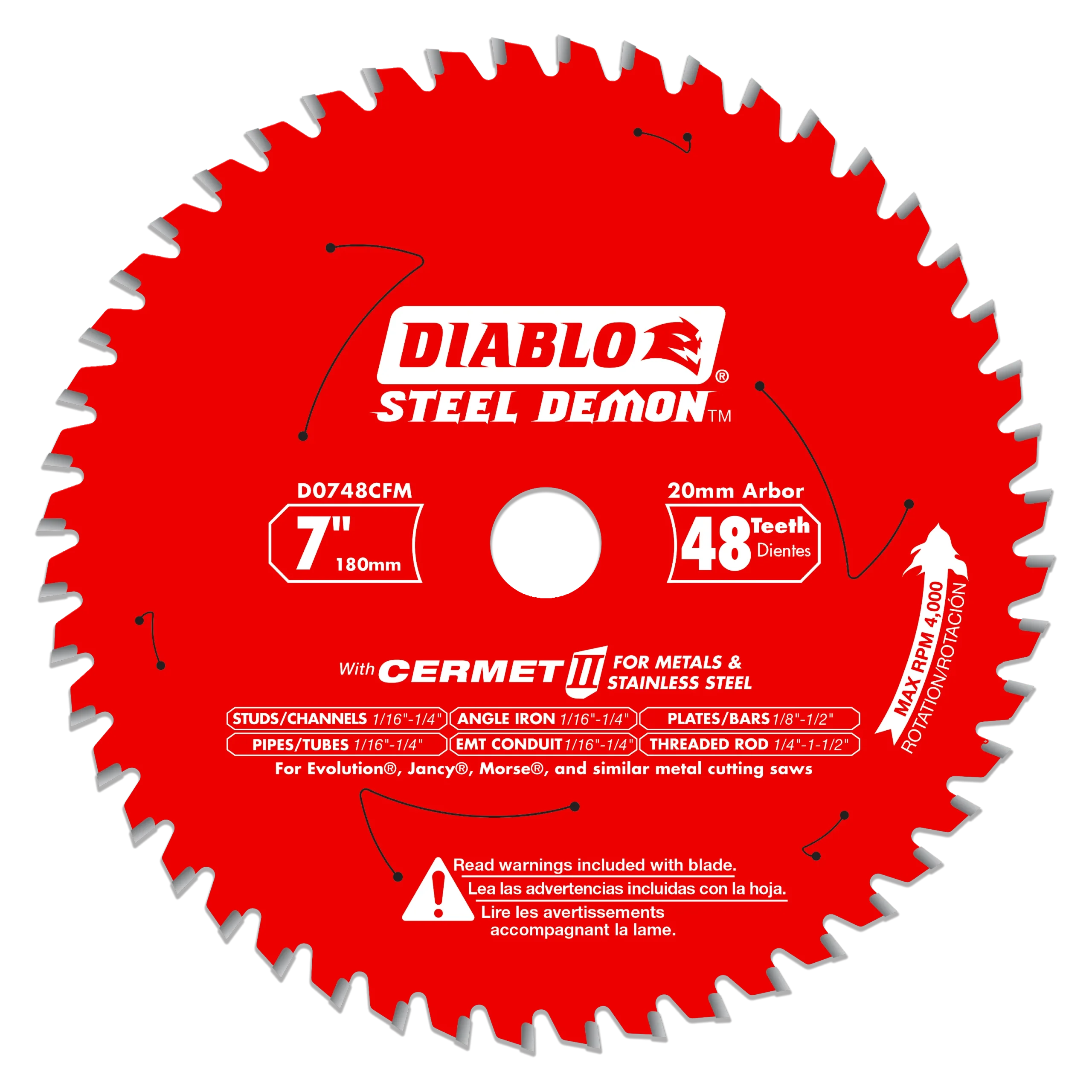 Diablo D0748CFM 7" x 48-Teeth Steel Demon™ Cermet II Saw Blade for Medium Metal