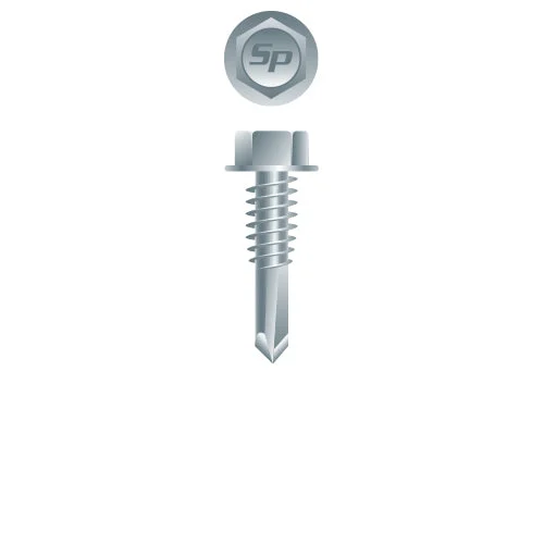 Strong-Point H4 Unslotted Indented Hex Washer Head, Zinc Plated, 12-24 x 7/8, #4 Point, Box of 4,000 Self-Drilling Screws