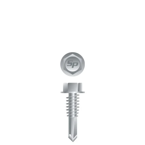 Strong-Point H4C Unslotted Indented Hex Washer Head, Strong-Shield Coated, 12-24 x 7/8, #4 Point, Box of 4,000 Self-Drilling Screws