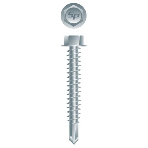 Strong-Point H824 Unslotted Indented Hex Washer Head, Zinc Plated, 8-18 x 1-1/2, #2 Point, Box of 5,000 Self-Drilling Screws