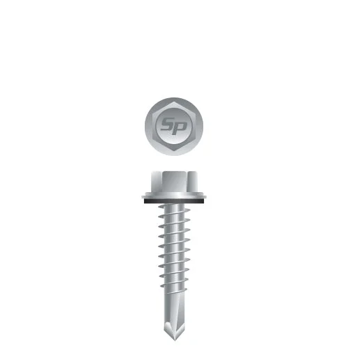 Strong-Point HA1212C Unslotted Indented Hex Washer Head, Strong-Shield Coated with 9/16 O.D. Bonded Washer, 12-14 x 3/4, #3 Point, Box of 3,000 Self-Drilling Screws