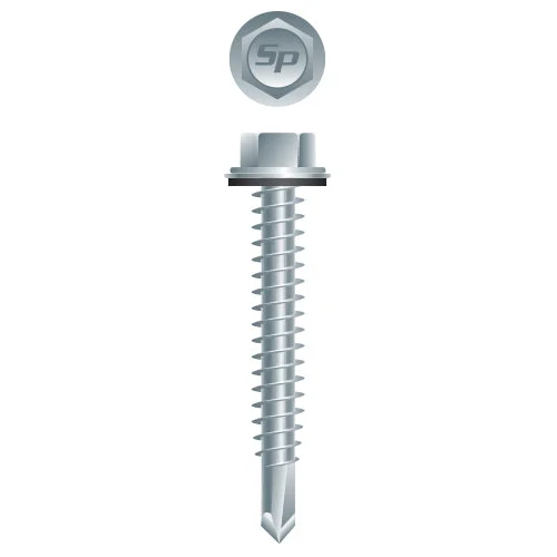 Strong-Point HA810 Unslotted Indented Hex Washer Head, Zinc Plated with 1/2 O.D. Bonded Washer, 8-18 x 5/8, #2 Point, Box of 5,000 Self-Drilling Screws
