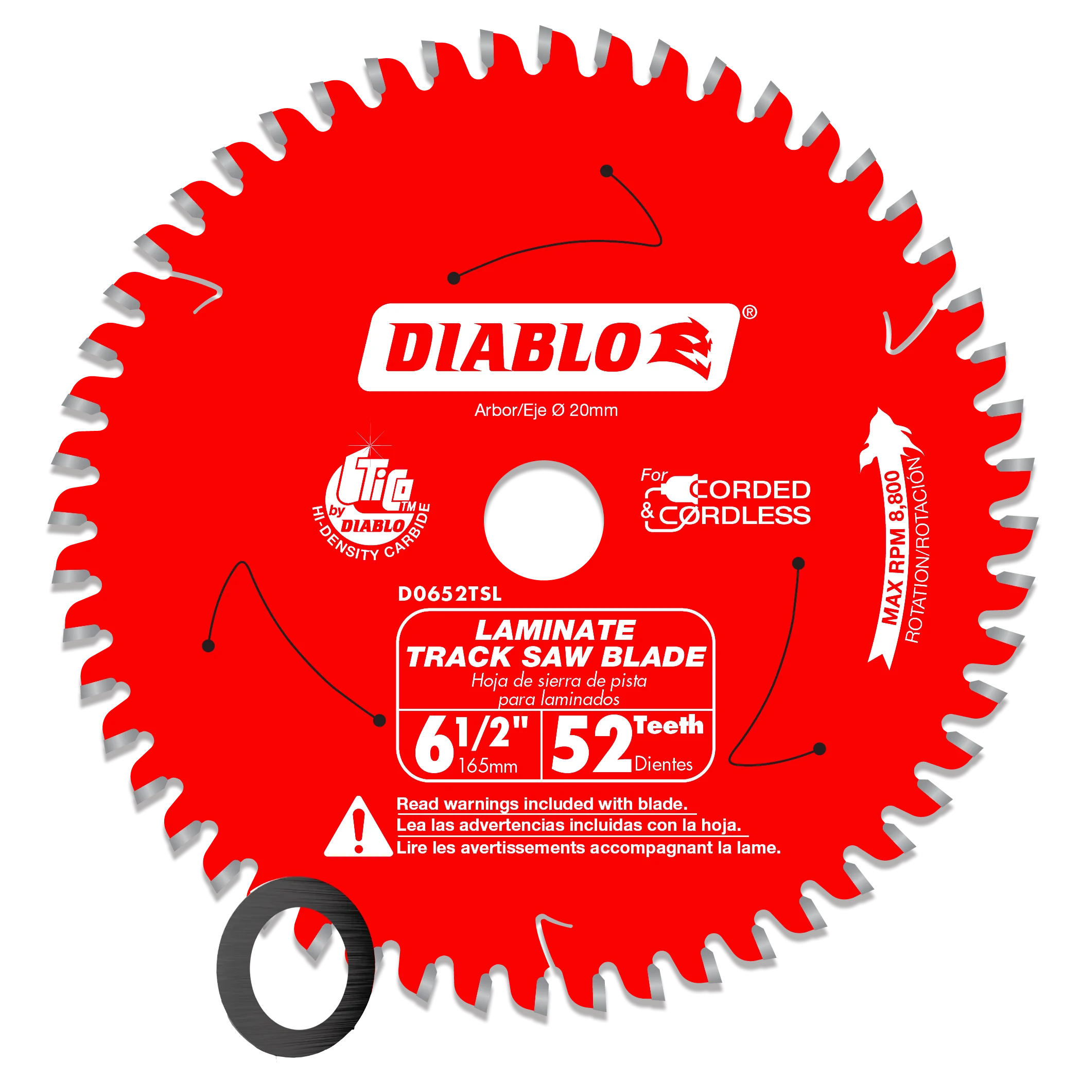 Diablo D0652TSL Diablo 6-1/2" 52-Teeth Track Saw Blade for Laminate