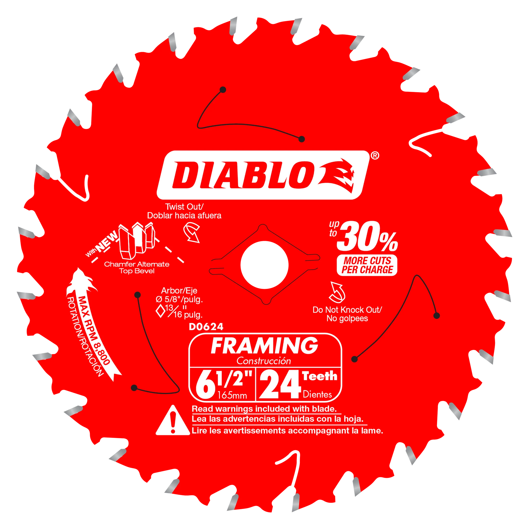 Diablo D0624X3 6-1/2" x 24-Tooth Framing Saw Blades for Wood (3-Pack)