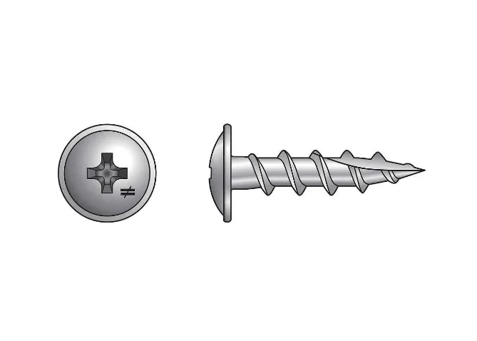 Simpson S08C075KQM Wire-Lath Modified Truss-Head Screw — #8 x 3/4 in., #2 Phillips Head, Type 305 (1000-Qty)