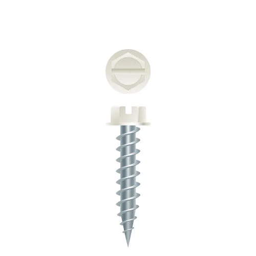 Strong-Point NW832 Slotted Indented Hex Washer Head Painted White, Zinc Plated, 8 x 2, 1/4 A.F. #8 Head, Box of 3,000 Needle Point Screws