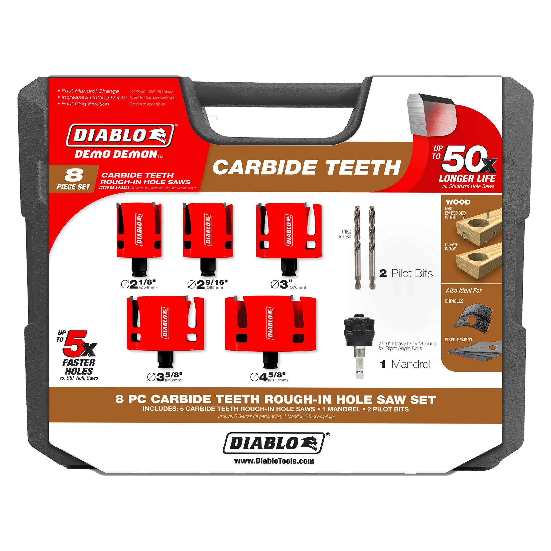 Diablo DHS08SCTR Diablo Demo Demon® Carbide Teeth Rough-In Hole Saw Set (8-Piece)